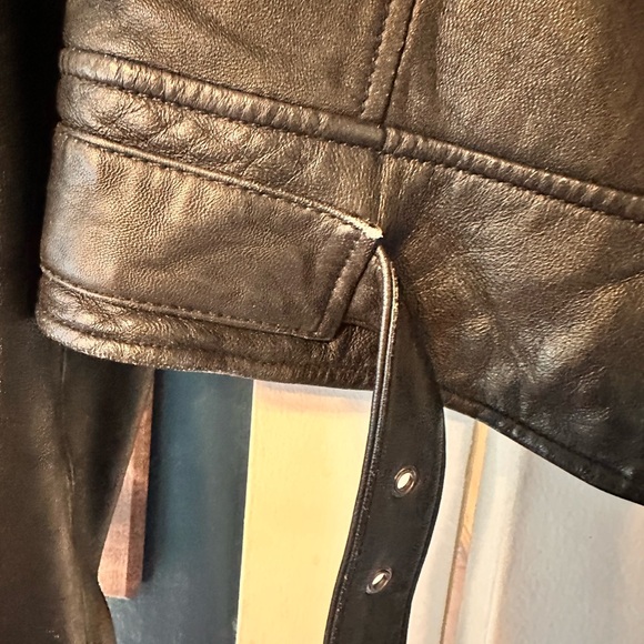 Vintage Express  genuine leather moto jacket fits small - Picture 5 of 10
